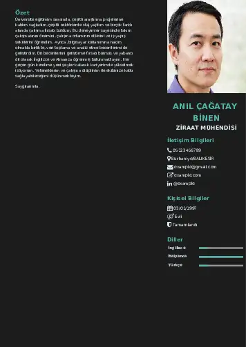 Ziraat Mühendisi Cv Örnekleri cv indir